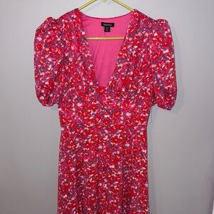 Boohoo Multicolor Floral V-Neck Dress